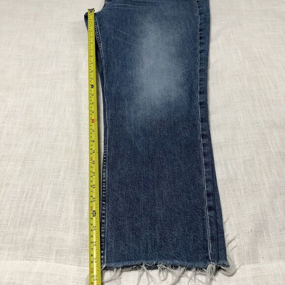 Everlane Jeans Women 33 Curvy Cheeky Ankle High Rise Raw Hem Distressed Boho - Picture 15 of 16